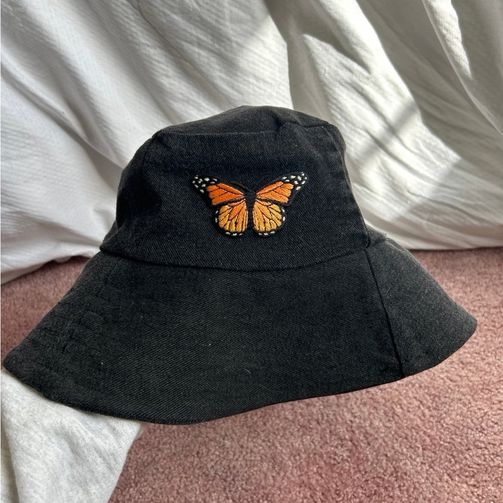 Black Butterfly Bucket Hat Handmade